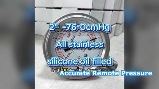 2" 50mm -0,1~0MPa -76~0cmHg Komplett rostfrei, vibrationsbeständig, mit Silikonöl gefüllt
