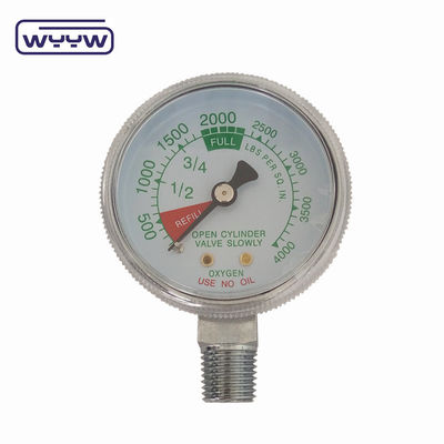Fabrikpreis 0-4000psi Chrom für medizinische Zwecke ohne Ölboden-Eingang 50mm Chrom-Sauerstoffflaschendruckmessgerät
