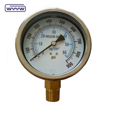 Hydraulische Flüssigglycerin gefüllte Stange 100 mm Boden 3/8&quot;BSP 1/2&quot;G Druckmessgeräte EN837-1
