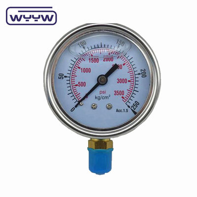 Portables hydraulisches Wasserdruckmessgerät Testermessgerät Bodenmontage Gehäuse Edelstahl Steal 100MM Druckmessgerät 600 bar