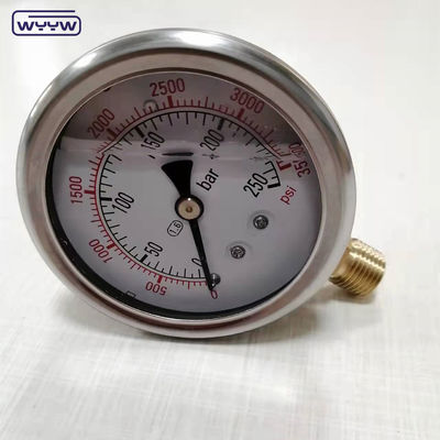 oem für freies industrielles Druckmessgerät penumatische 1/4&quot;G Radialverbindung Flüssigkeitsgefüllte Bar Druckmessgerät 2,5&quot;