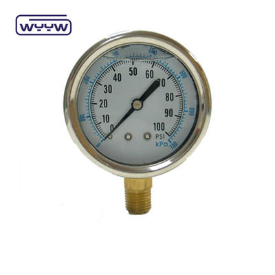 EN837-1 Glycerin 63mm 1psi 0- 600 Psi Npt 1/4 Öl gefülltes Druckmessgerät