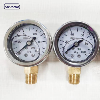 40 mm Zifferblatt ss304 Gehäusezeiger Typ Bourodon-Rohr vertikal 0-10bar /psi Öl gefülltes Druckmessgerät 1-1/2