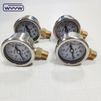 40 mm Zifferblatt ss304 Gehäusezeiger Typ Bourodon-Rohr vertikal 0-10bar /psi Öl gefülltes Druckmessgerät 1-1/2