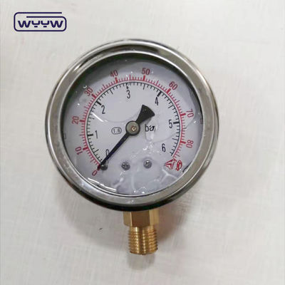 Hochwertige Messingverbindung 1/4 &quot;BSP Doppelskala Bar Psi EN837-1 Accurac 1.6 Flüssigkeitsgefüllte Druckmessgerät