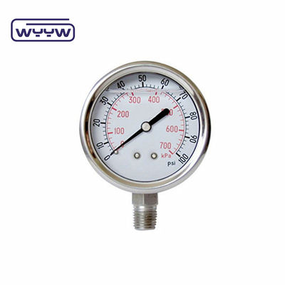 63mm Öl gefüllt 304 Edelstahl Erdbebendruckmessgerät Manometer