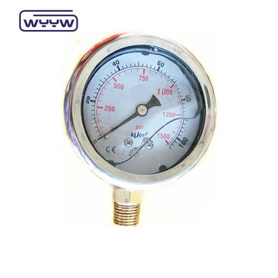 63mm Öl gefüllt 304 Edelstahl Erdbebendruckmessgerät Manometer