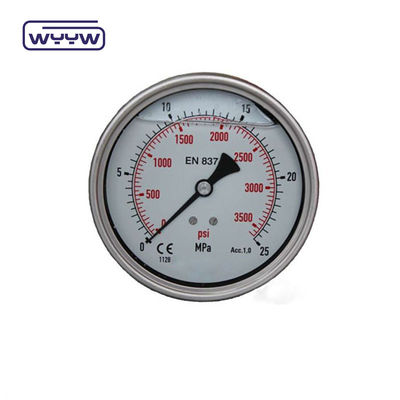 63mm EN837-1 Hydraulikwasser 0-10bar/psi axiale Einstiegsöl Glycerin gefülltes Druckmessgerät 2,5&quot; Manometer