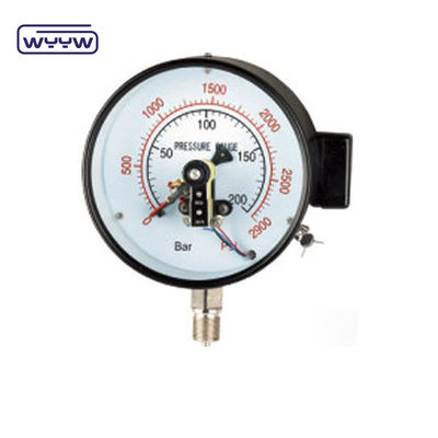 NO+NO Schwarzes Stahlgehäuse 1.6MPa 100mm 380V elektrisches Kontaktmanometer Wechselstromdruckmessgerät