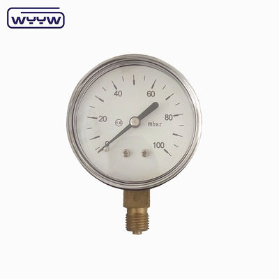 Schwarzer Stahl 1/4 &quot;npt BSP Messing-Gitter Radialgenauigkeit 1,6 Niederdruck-Manometer Luft 60mbar Druckmessgerät