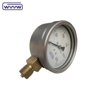 China Fabrik Kapsel Druckmessgerät 100 mm mbar ss Fall Messing Verbindung 1/2 &quot;bsp cmh2o Niederdruck Manometer