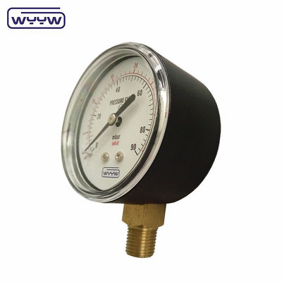 90mbar Kapseldruckmessgerät Schwarzer Stahl Niedrig 60mm Bellow Manometer