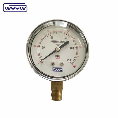 90mbar Kapseldruckmessgerät Schwarzer Stahl Niedrig 60mm Bellow Manometer