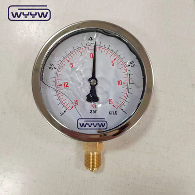 SS304 Gehäuse Verbundmessgerät Druckmessgerät Radialrichtung -1-1bar -15-15psi 100mm Ölfüllung