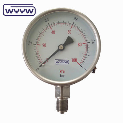 Trockenes Edelstahl-Prüfdruckmessgerät 100 mm OEM ODM OBM individuell
