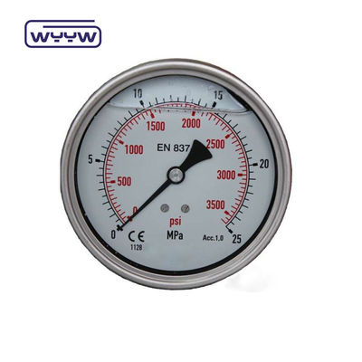 hochwertiges axiales Manometer MPa/Bar/kg Zurückverbindung 60mm voller Druckmessgerät aus Edelstahl 304ss