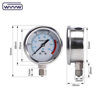 CE-Hochdruckmessgerät Edelstahl Autoklaven-Druckmessgerät Manometer
