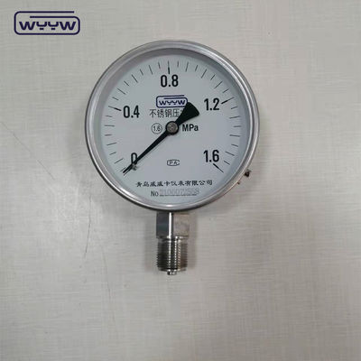 100 mm Durchmesser SS304 Trockendruckmessgerät mit ±1,6% Genauigkeit Alternative Klasse