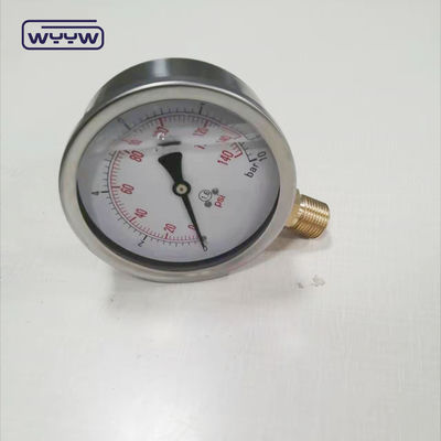 0-10 Bar-Bereich Druckmessgerät Manometer mit Öl-Typ zur Verfügung, um Öl zu füllen und Boden Rücken Montage