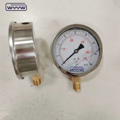 Messingbewegung Material Druckmessgerät Manometer mit BSP Verbindung Größe und Phosphor Bronze Bourdon Tube Material