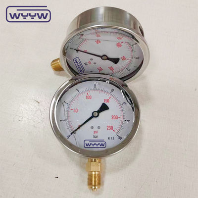 Messingbewegung Material Druckmessgerät Manometer mit BSP Verbindung Größe und Phosphor Bronze Bourdon Tube Material