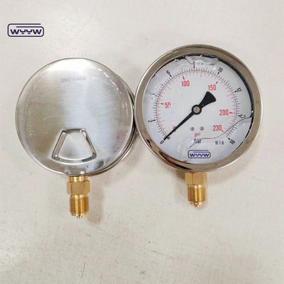 Messingbewegung Material Druckmessgerät Manometer mit BSP Verbindung Größe und Phosphor Bronze Bourdon Tube Material
