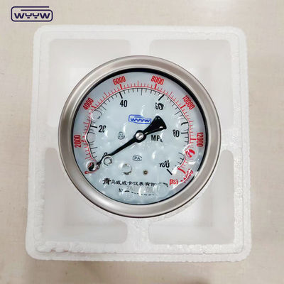 11 Jahre Produktionserfahrung Druckmessgerät Manometer 0-100Mpa Druckbereich Boden Rücken Montage
