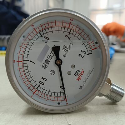 4-Zoll 100mm Flüssigkeitsgefülltes Hydraulikmanometer mit 0-2,5 MPa/0-25 kgf/cm² Bereich und stoßfestem Design