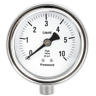 4-Zoll 100mm Flüssigkeitsgefülltes Hydraulikmanometer mit 0-2,5 MPa/0-25 kgf/cm² Bereich und stoßfestem Design