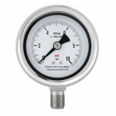 4 Zoll 100mm Druckmessgerät aus Edelstahl Schwingungsbeständig Korrosionsbeständig ohne Ölfüllungsmanometer