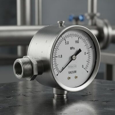Edelstahl-Vakuummanometer mit 60mm Zifferblattgröße und Rückanschluss für industrielle Anwendungen