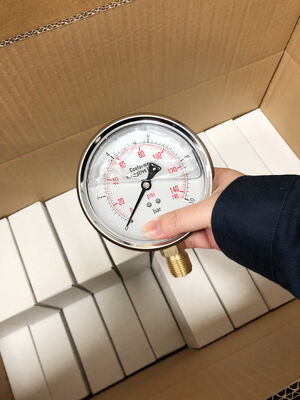 Hochwertiges flüssigkeitsgefülltes Edelstahl-Manometer mit Dualskala und 1,6 % Genauigkeit