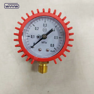 50mm Rotfarbige Gehäuse Gasdruckmanometer W0.6MPa Bereich Manometer mit Gummischutz