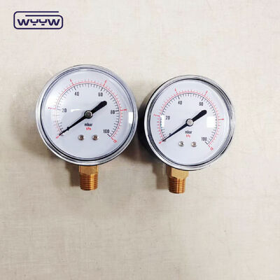 63mm 100mbar Schwarzes Stahlgehäuse Kapsel-Druckmessgerät für Gas mit Bodenmontage