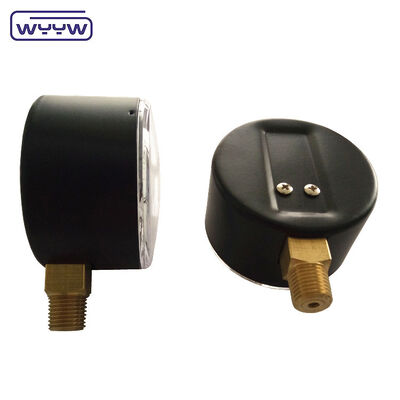 63mm 100mbar Schwarzes Stahlgehäuse Kapsel-Druckmessgerät für Gas mit Bodenmontage