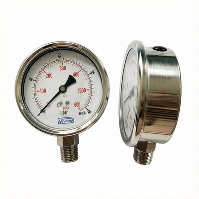 100mm Flüssigkeitsgefüllter stoßfester Manometer Serie (10bar/20bar/25bar/40bar)